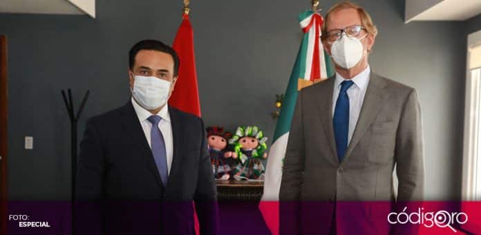Nava Paises Bajos embajador El presidente municipal de Querétaro, Luis Bernardo Nava Guerrero, se reunió con el embajador de los Países Bajos en México. Foto: Especial