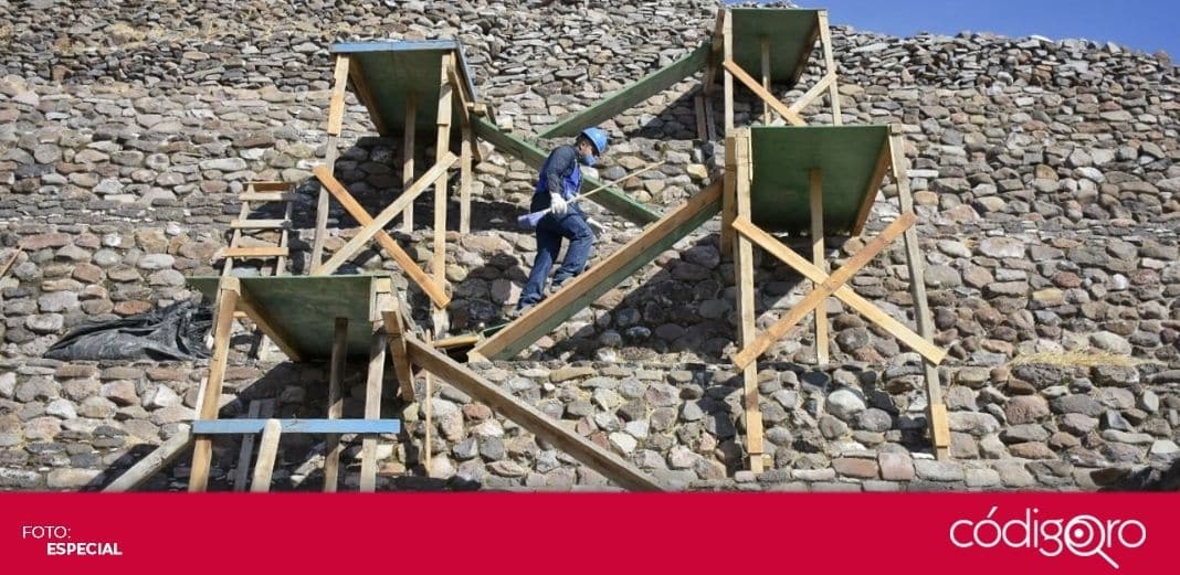 Inician trabajos de limpieza en la cara sur de la pirámide de El Pueblito