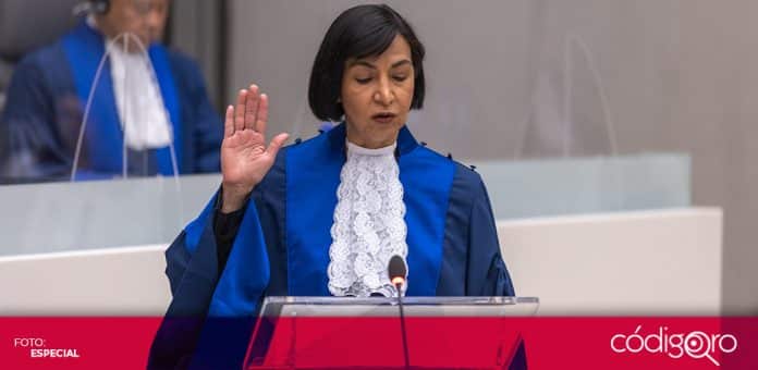 María del Socorro Flores Liera rindió juramento como nueva jueza de la Corte Penal Internacional. Foto: Especial