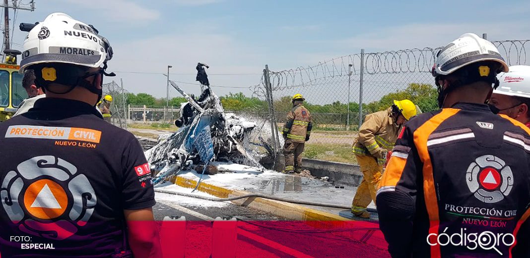 Se desploma helicóptero en carretera de Apodaca, Nuevo León