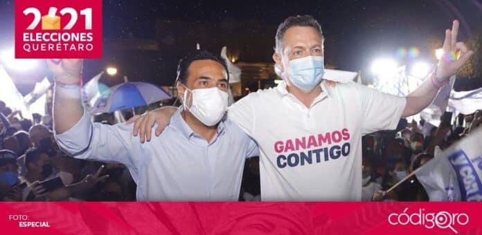 Mauricio Kuri celebra victoria El candidato común del PAN y QI a la gubernatura, Mauricio Kuri González, celebró su triunfo en el Jardín Guerrero. Foto: Especial