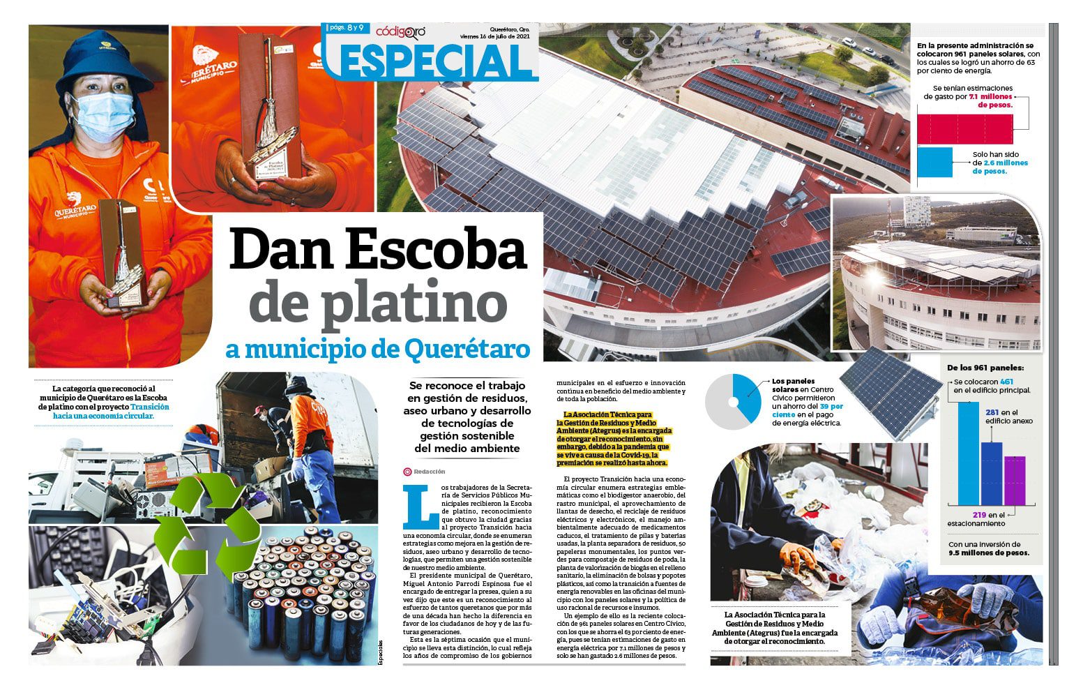Dan Escoba de platino al municipio de Querétaro