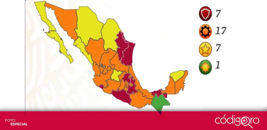 Siete estados en rojo; Chiapas, única entidad en verde en el semáforo Covid-19