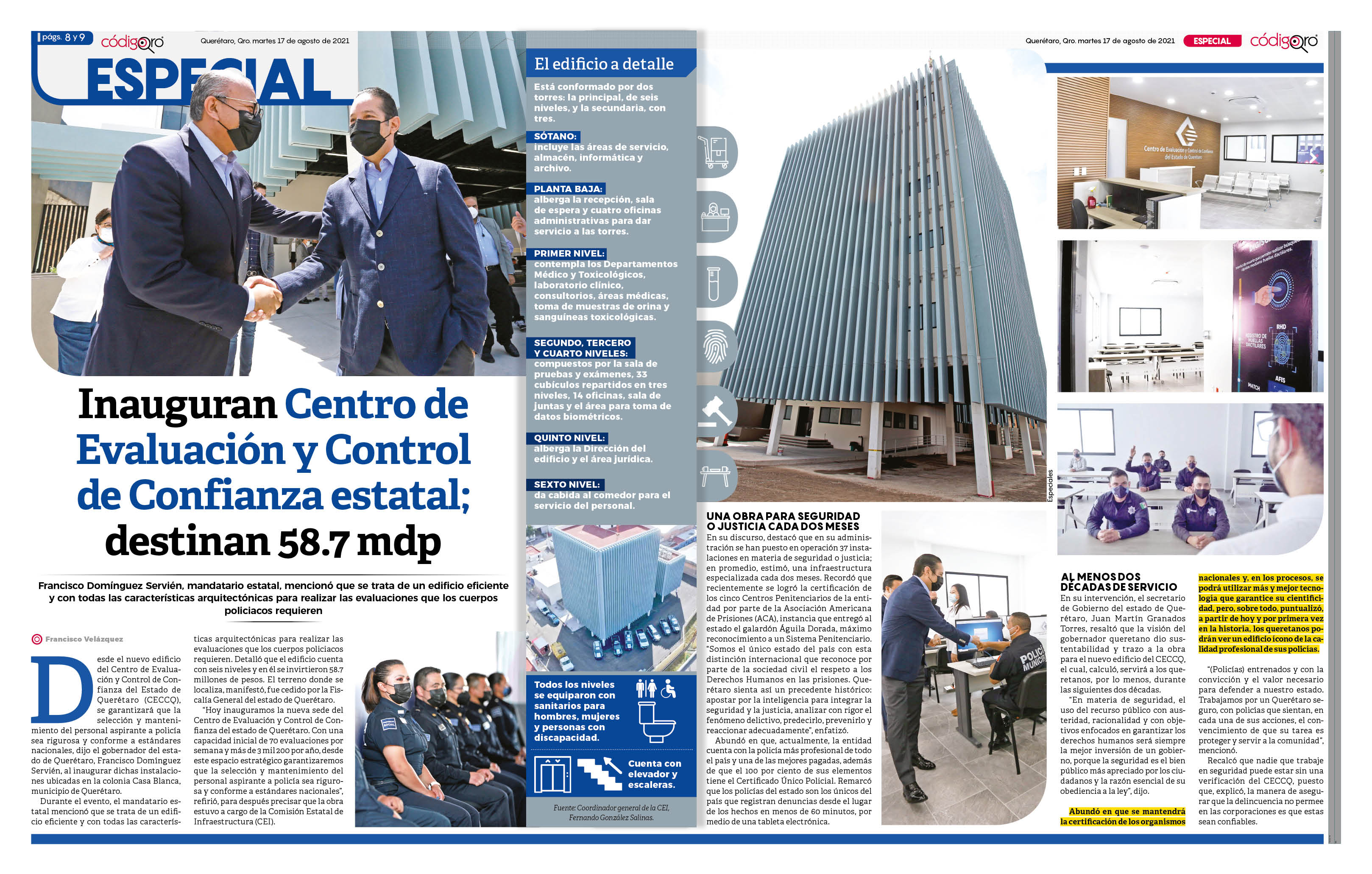 Inauguran Centro de Evaluación y Control de Confianza estatal; destinan 58.7 mdp
