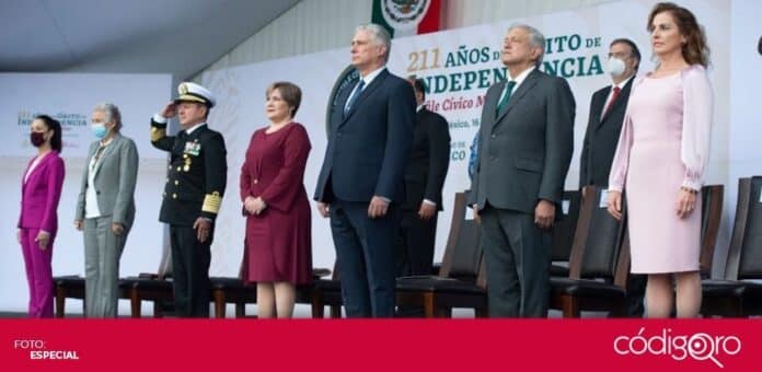 AMLO Independencia fin bloqueo Cuba El presidente de Cuba, Miguel Díaz-Canel, es el invitado especial a la celebración de la Independencia Nacional de México. Foto: Especial