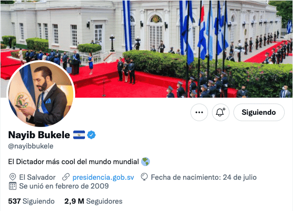 En su cuenta oficial de Twitter, el presidente Nayib Bukele se autoproclamó como "dictador de El Salvador". Foto: Especial