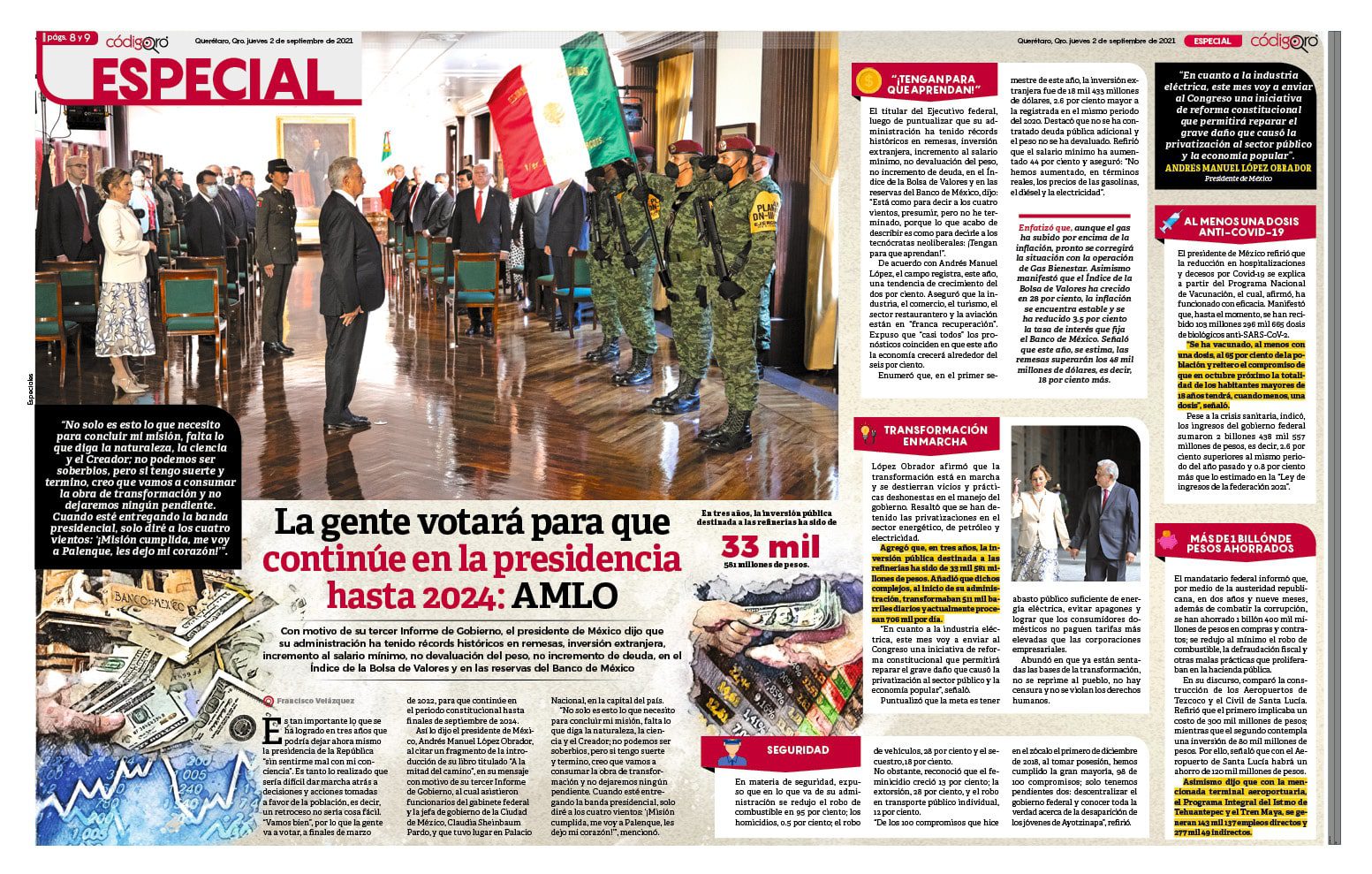 La gente votará para que continúe en la presidencia hasta 2024: AMLO