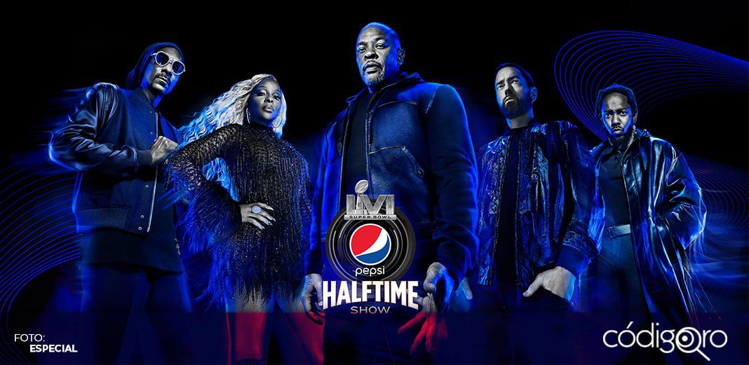 Dr. Dre, Eminem, Snoop Dogg, Mary J. Blige y Kendrick Lamar en el Super Bowl