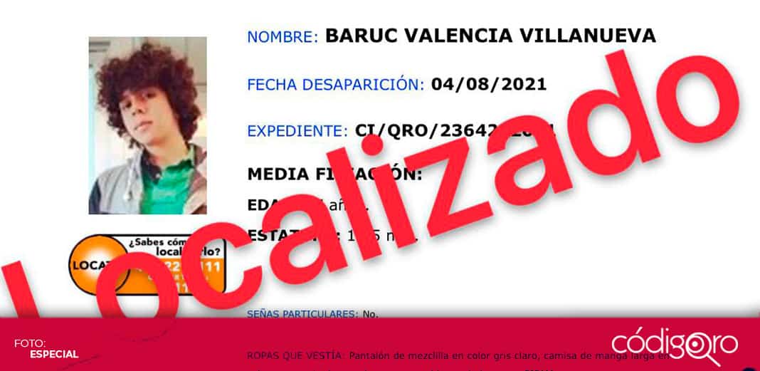 Localizan a Baruc, desaparecido el 4 de agosto; ya se encuentra con su familia