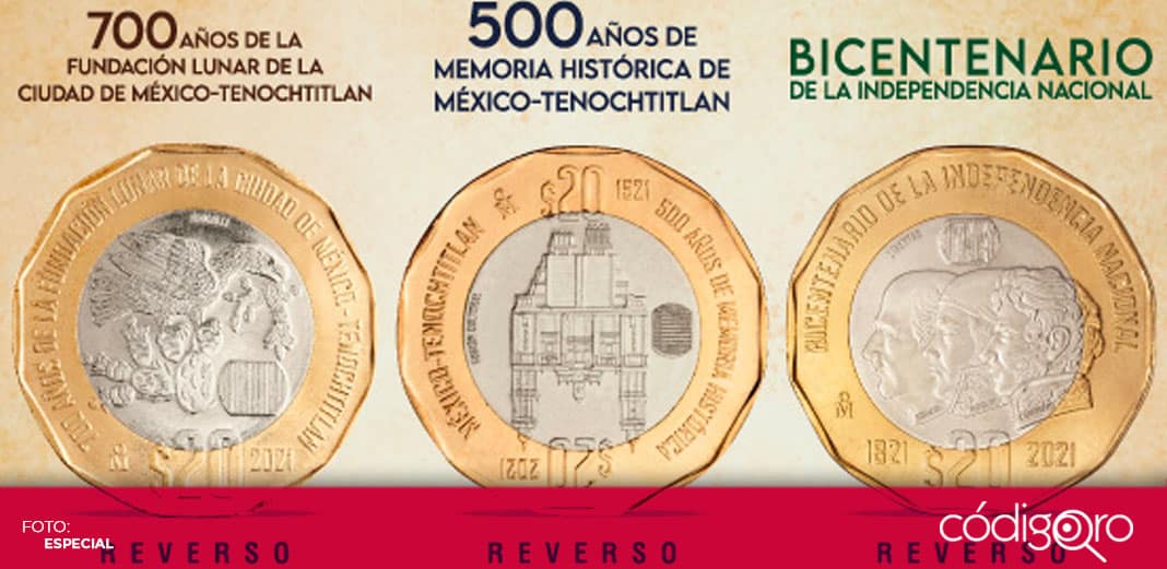 Conoce las monedas de 20 y 10 pesos para conmemorar la Independencia, fundación y resistencia de Tenochtitlan