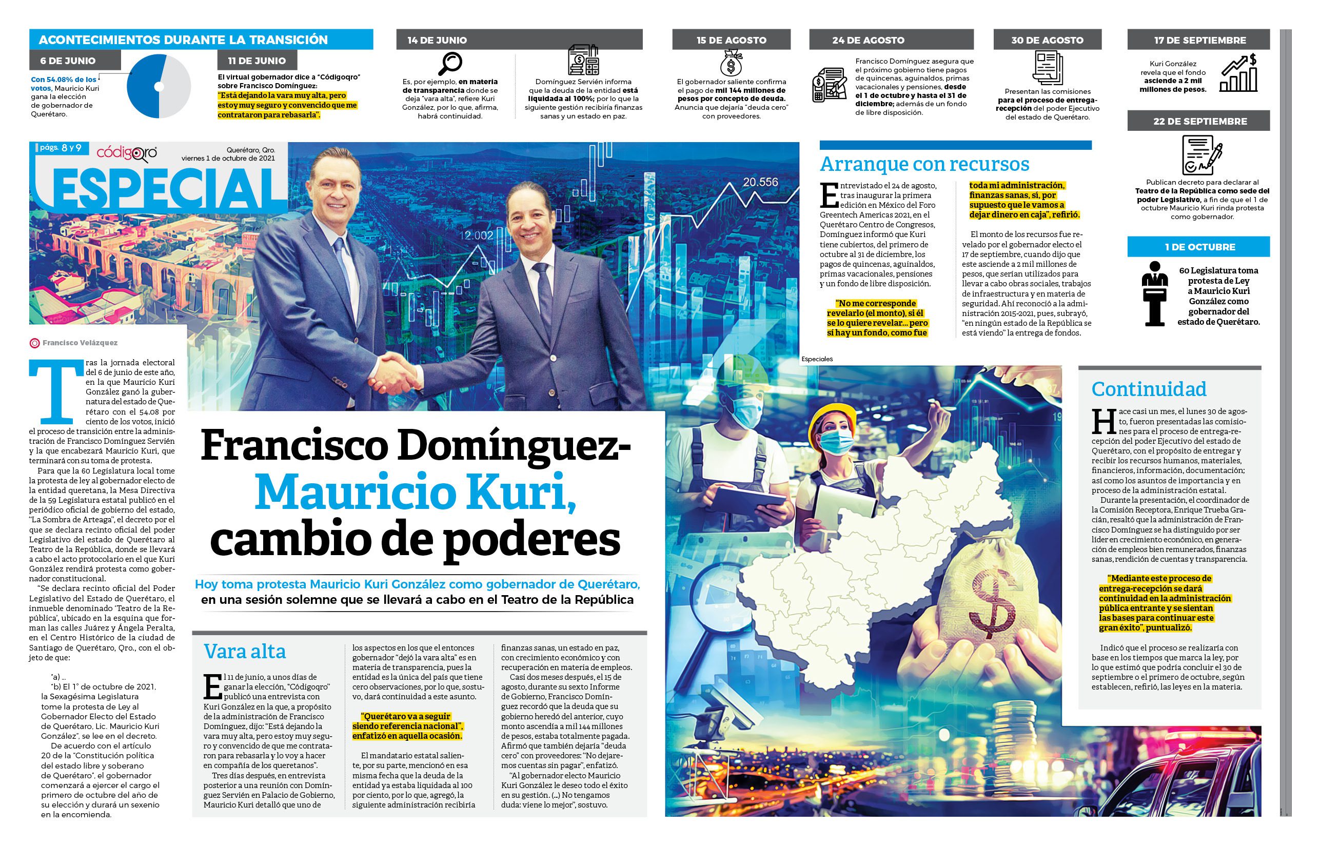 Francisco Domínguez-Mauricio Kuri, cambio de poderes