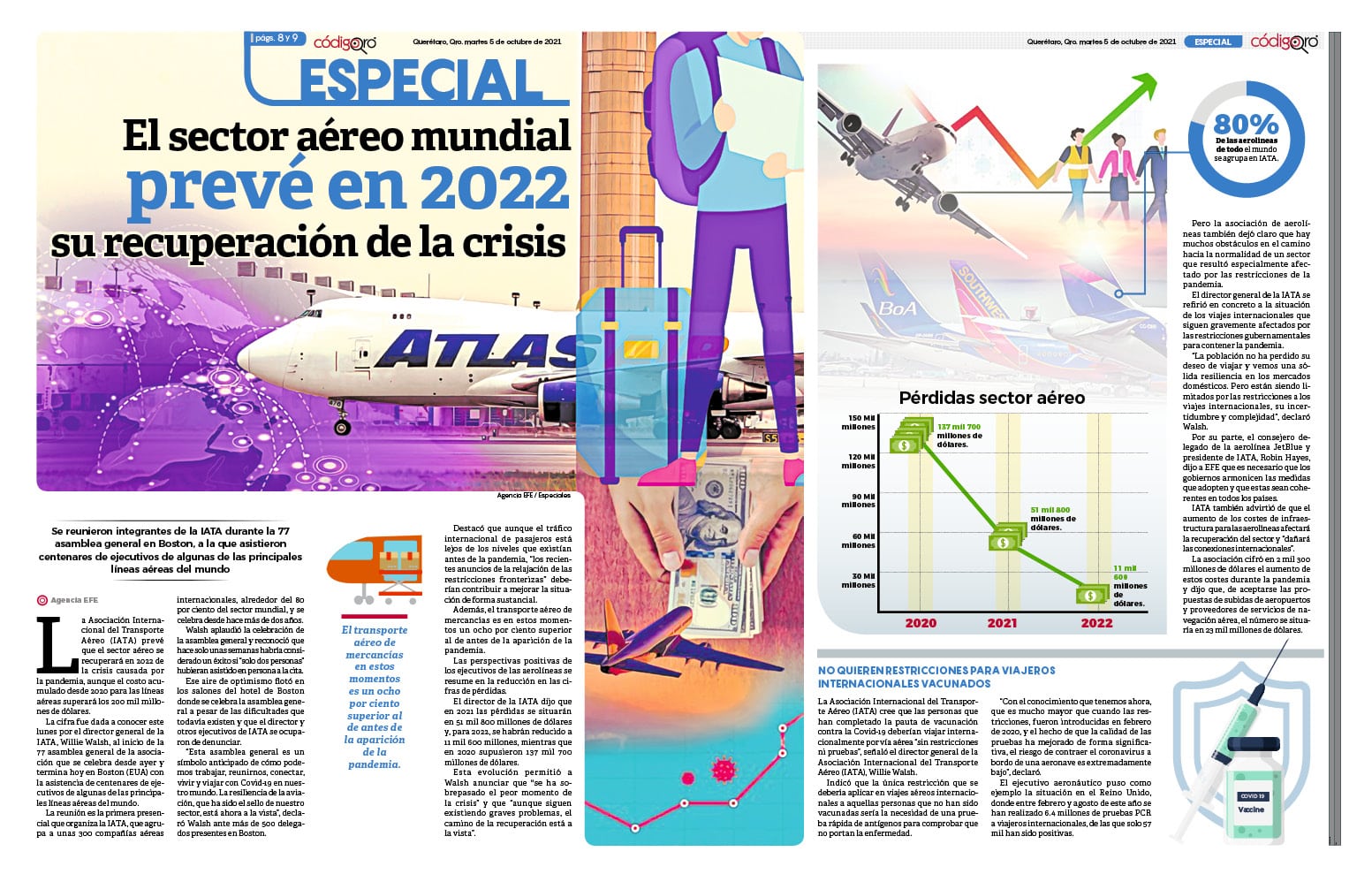 El sector aéreo mundial prevé en 2022 su recuperación de la crisis