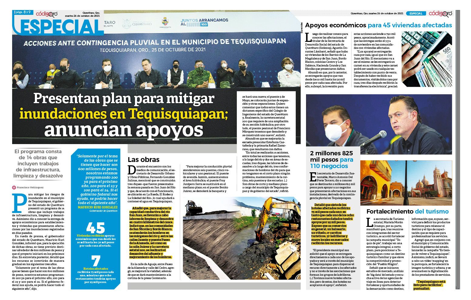 Presentan plan para mitigar inundaciones en Tequisquiapan y anuncian apoyos
