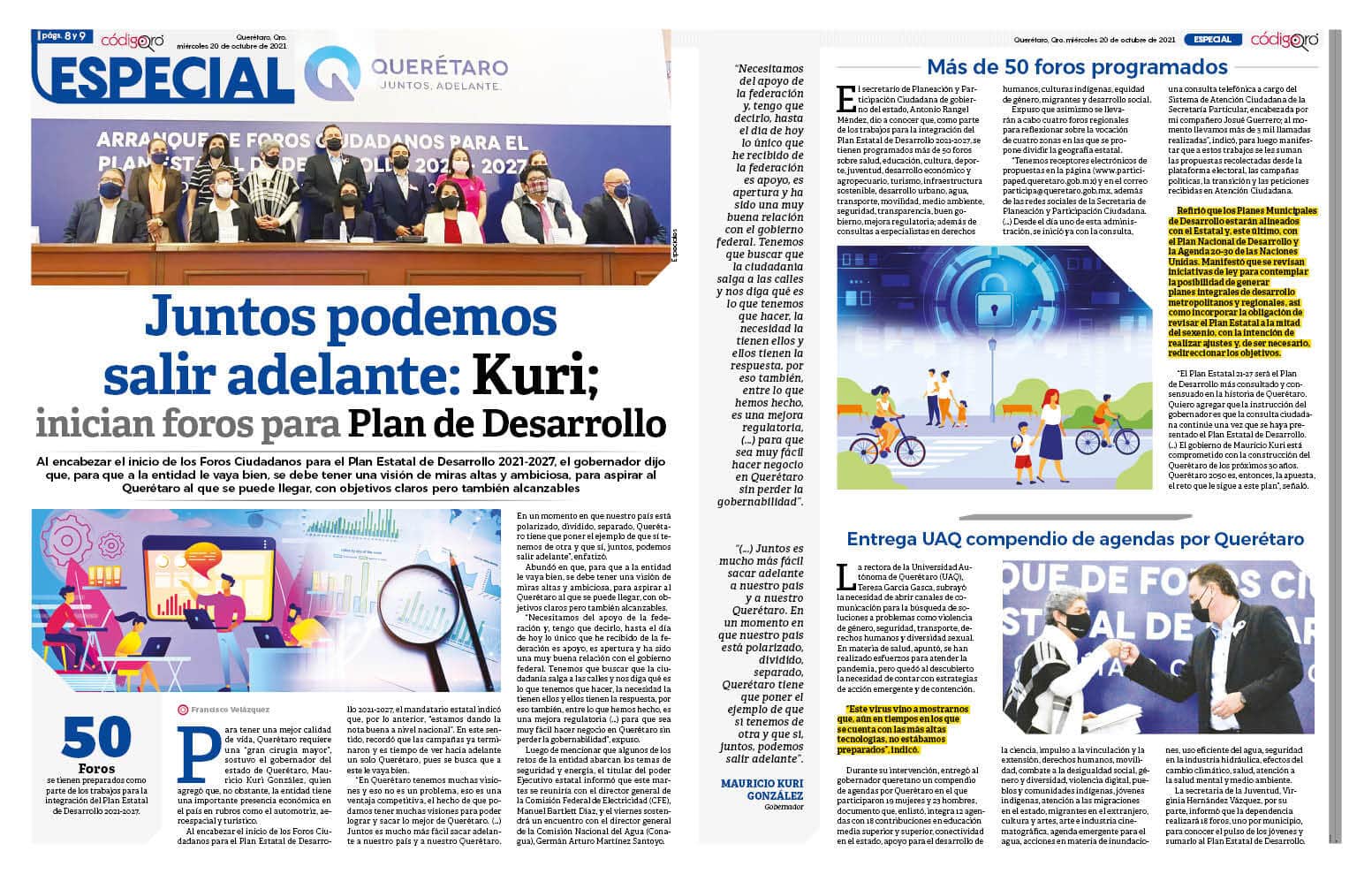 Juntos podemos salir adelante: Kuri; inician foros para Plan de Desarrollo