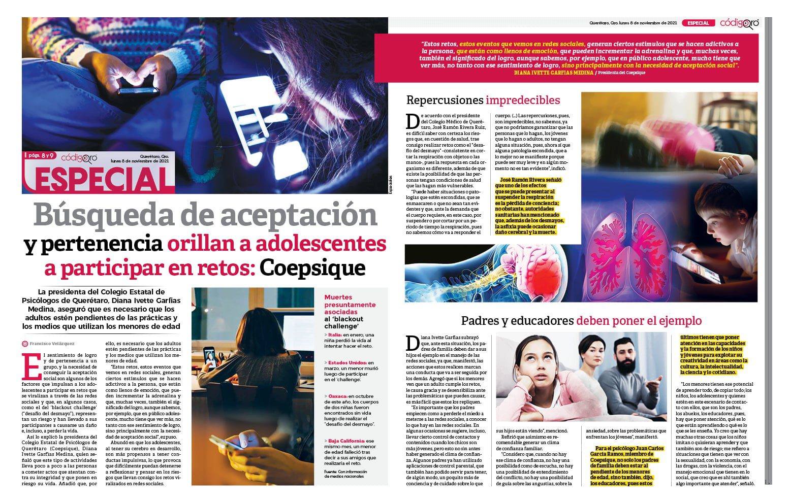 Búsqueda de aceptación y pertenencia orillan a adolescentes a participar en retos: Coepsique
