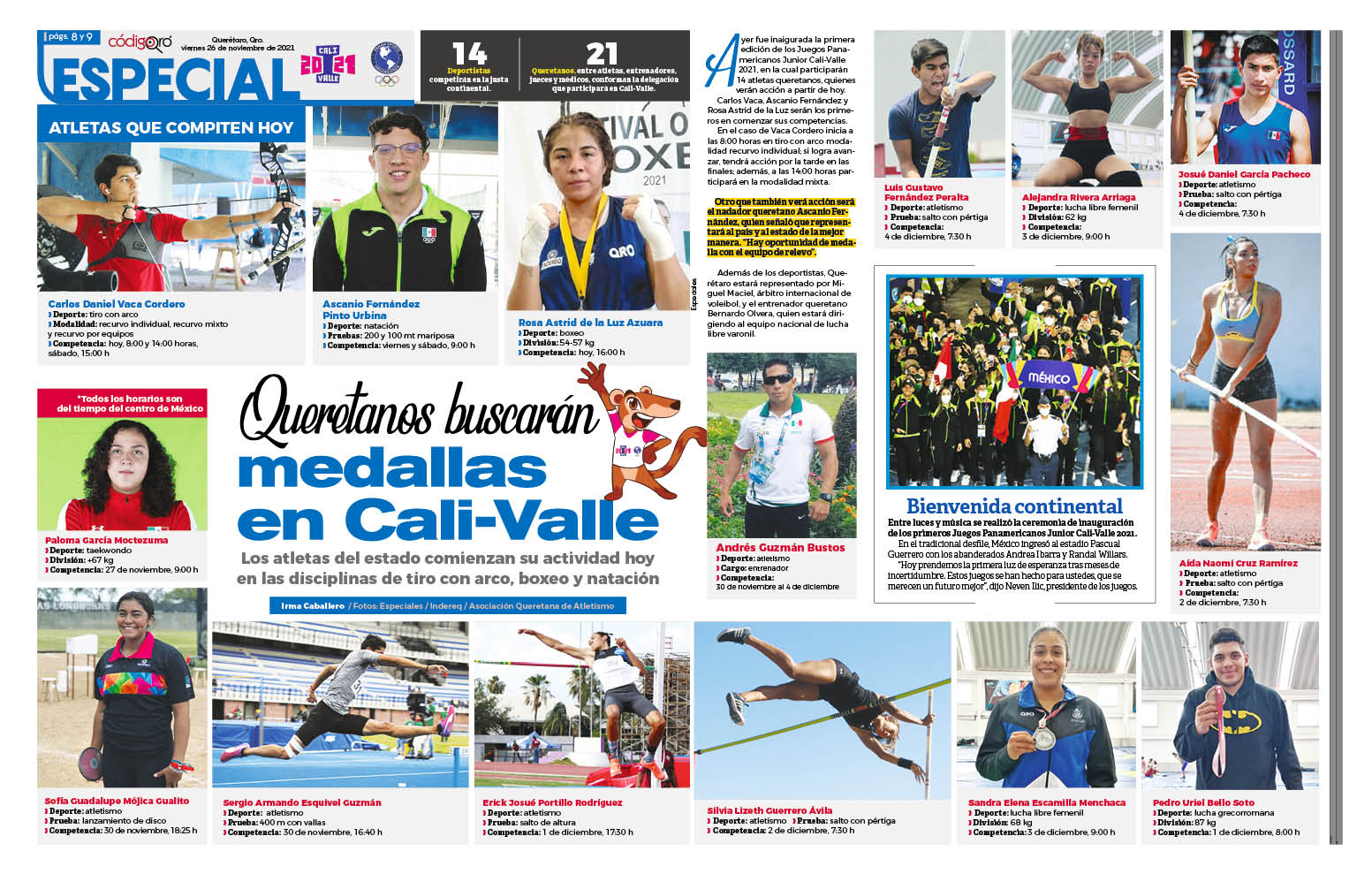 Queretanos buscarán medallas en Cali-Valle