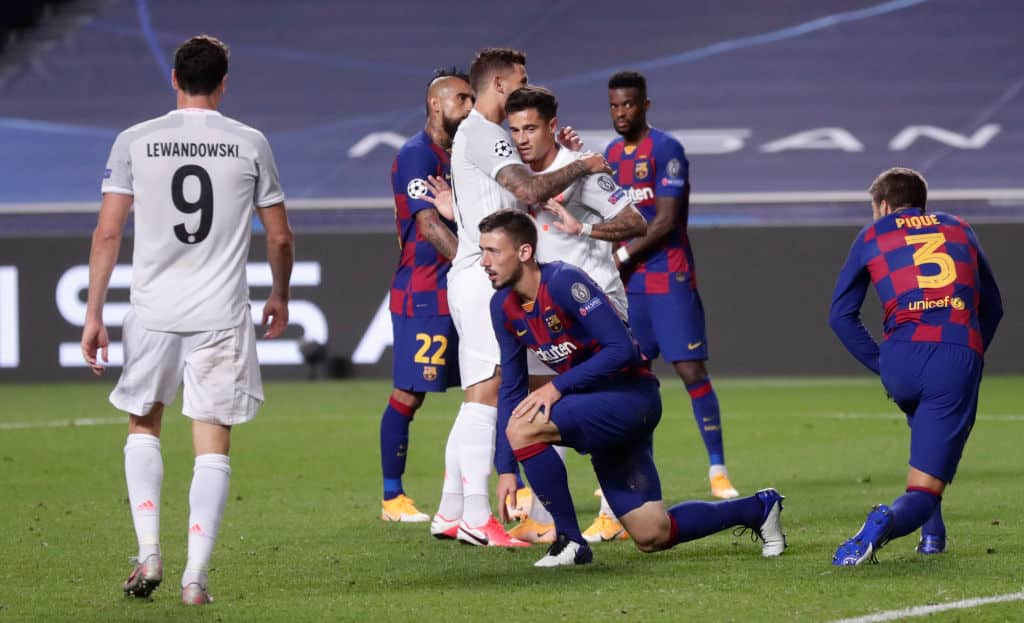 El 14 de agosto de 2020, Piqué no pudo hacer nada para evitar que el Barça cayera 8-2 ante el Bayern