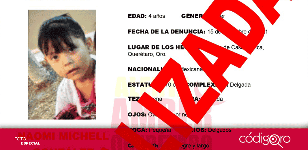 Naomi Michelle es localizada sana y salva