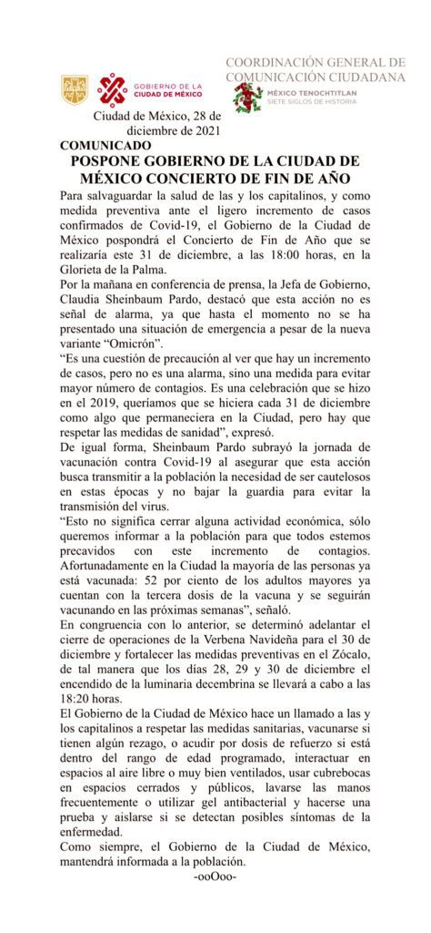 Fue pospuesto del concierto de Año Nuevo 2022 en la Ciudad de México. Foto: Especial