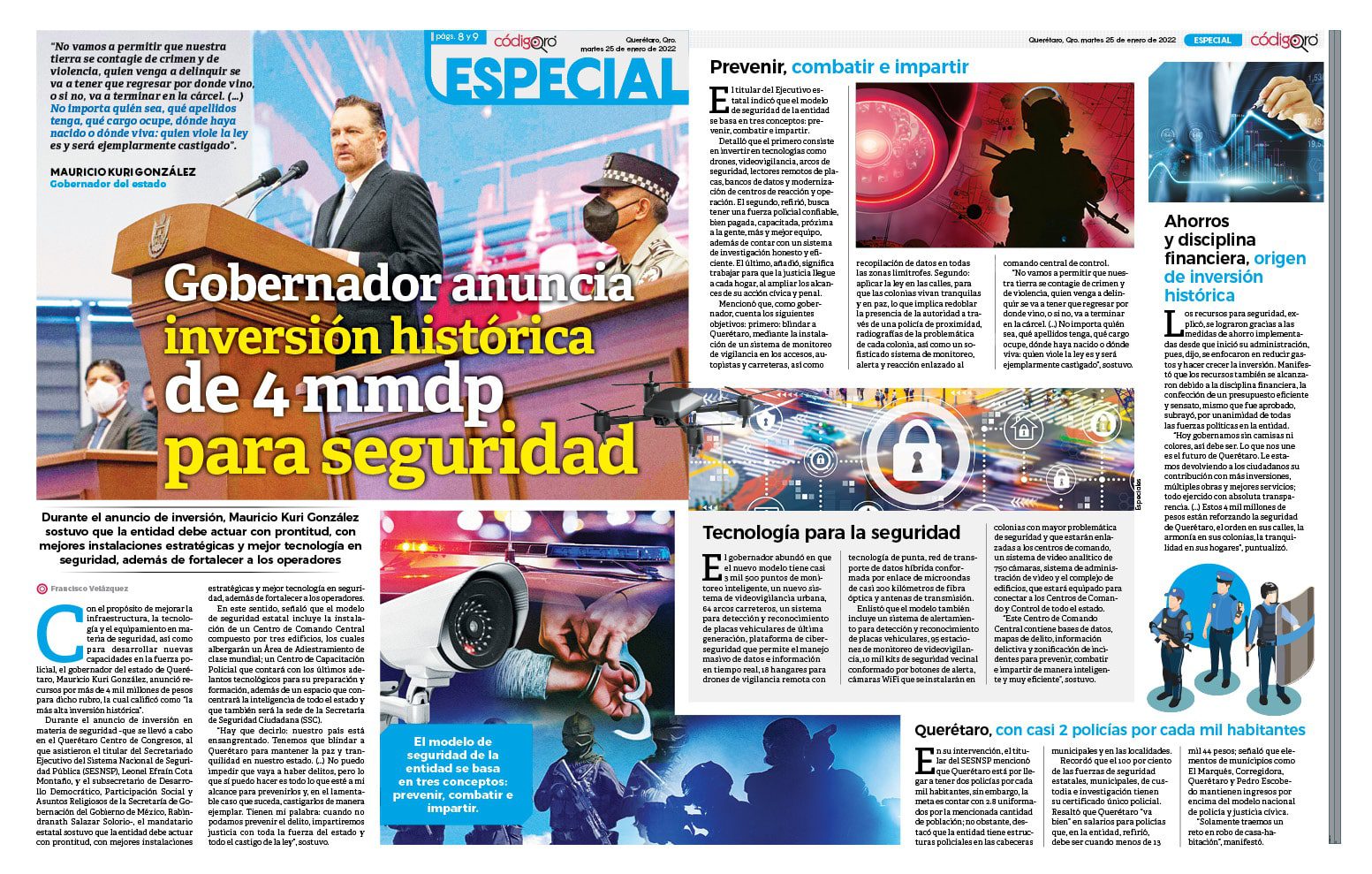 Gobernador anuncia inversión histórica de 4 mil mdp para seguridad