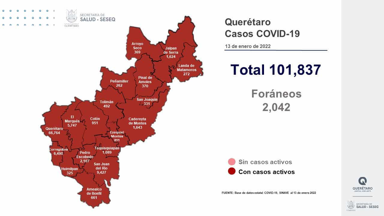 El estado de Querétaro supera los 101 mil casos acumulados de COVID-19. Foto: Especial