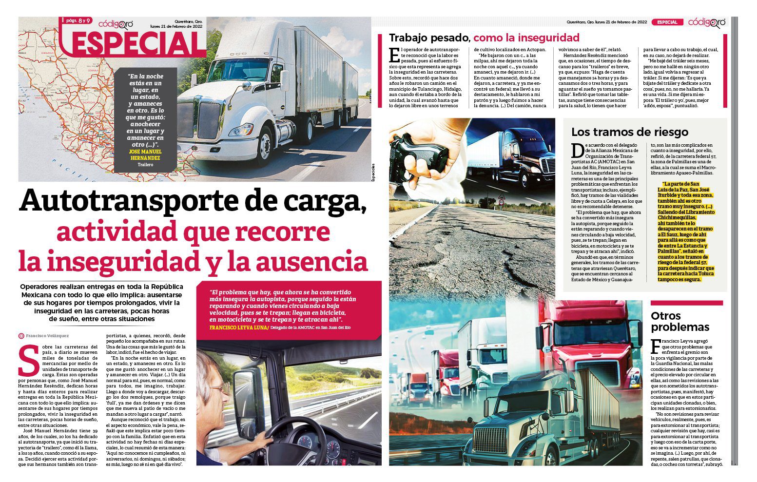 Autotransporte de carga, actividad que recorre la inseguridad y la ausencia