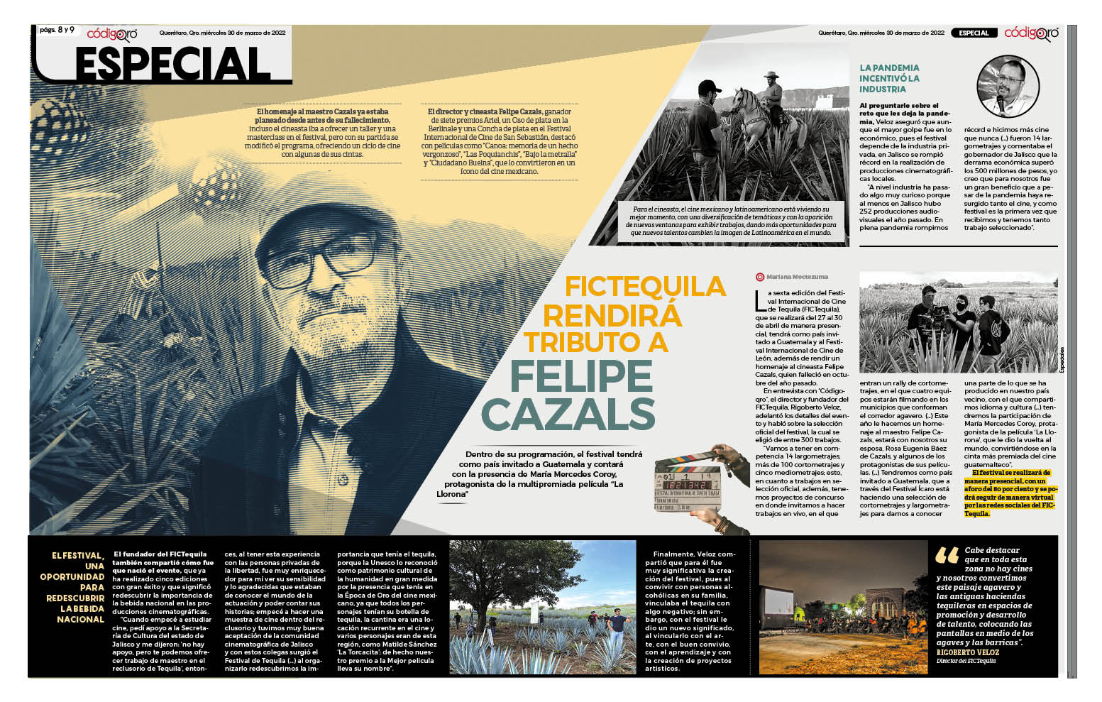 FICTequila rendirá tributo a Felipe Cazals