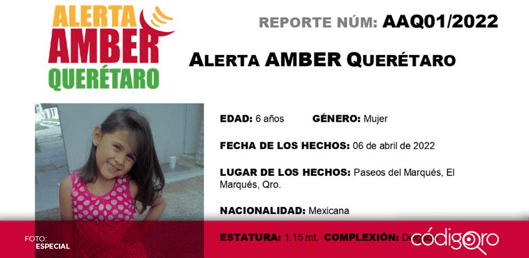 Activan Alerta Amber para localizar a la niña Victoria Guadalupe Rodríguez Martínez