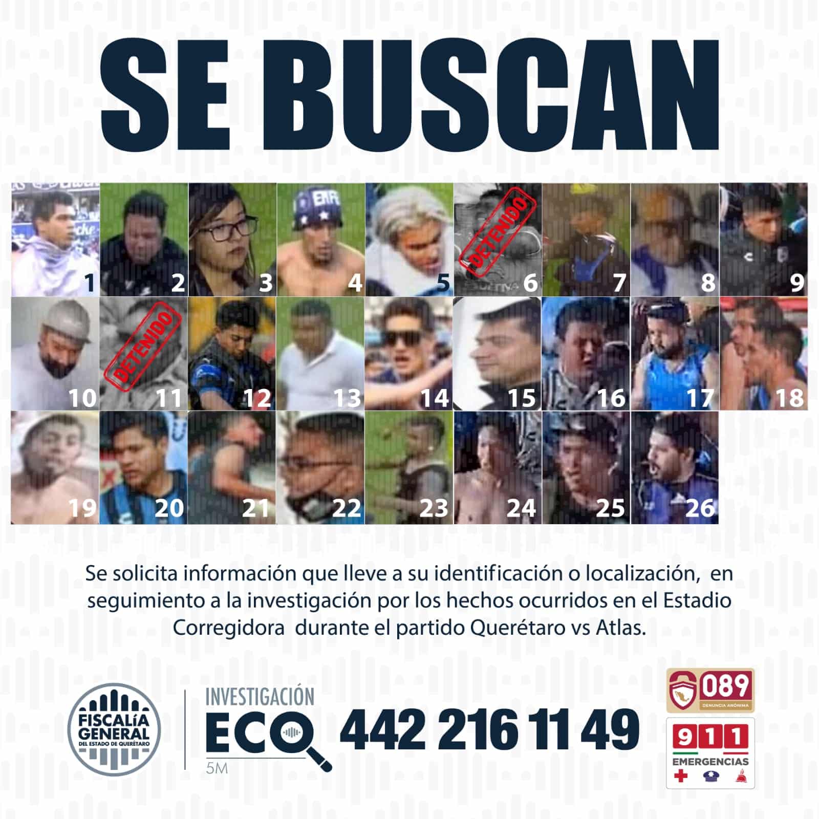 Los posibles implicados fueron identificados y detenidos, gracias a denuncias anónimas