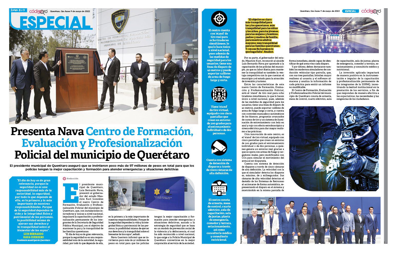 Presenta Nava Centro de Formación, Evaluación y Profesionalización Policial del municipio de Querétaro