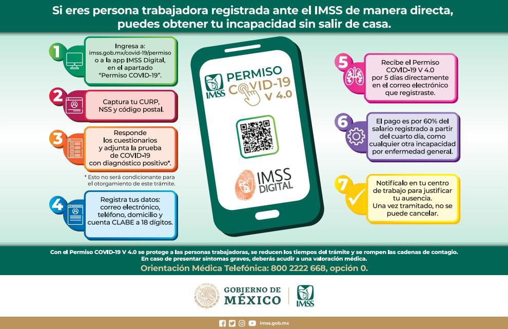 Instituto Mexicano del Seguro Social (IMSS) anunció la activación de la herramienta digital Permiso COVID-19, en su versión 4.0