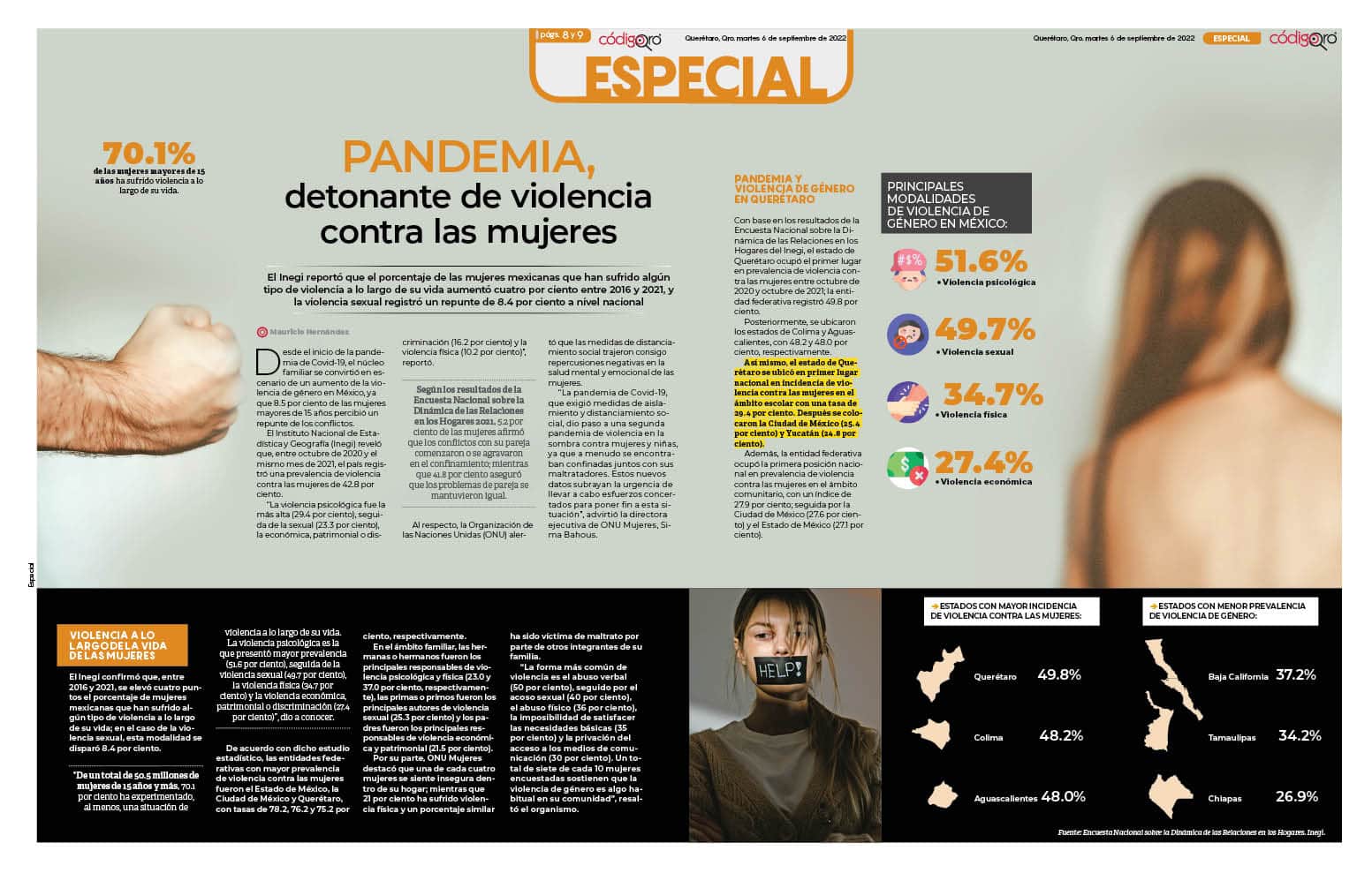 Pandemia, detonante de violencia contra las mujeres