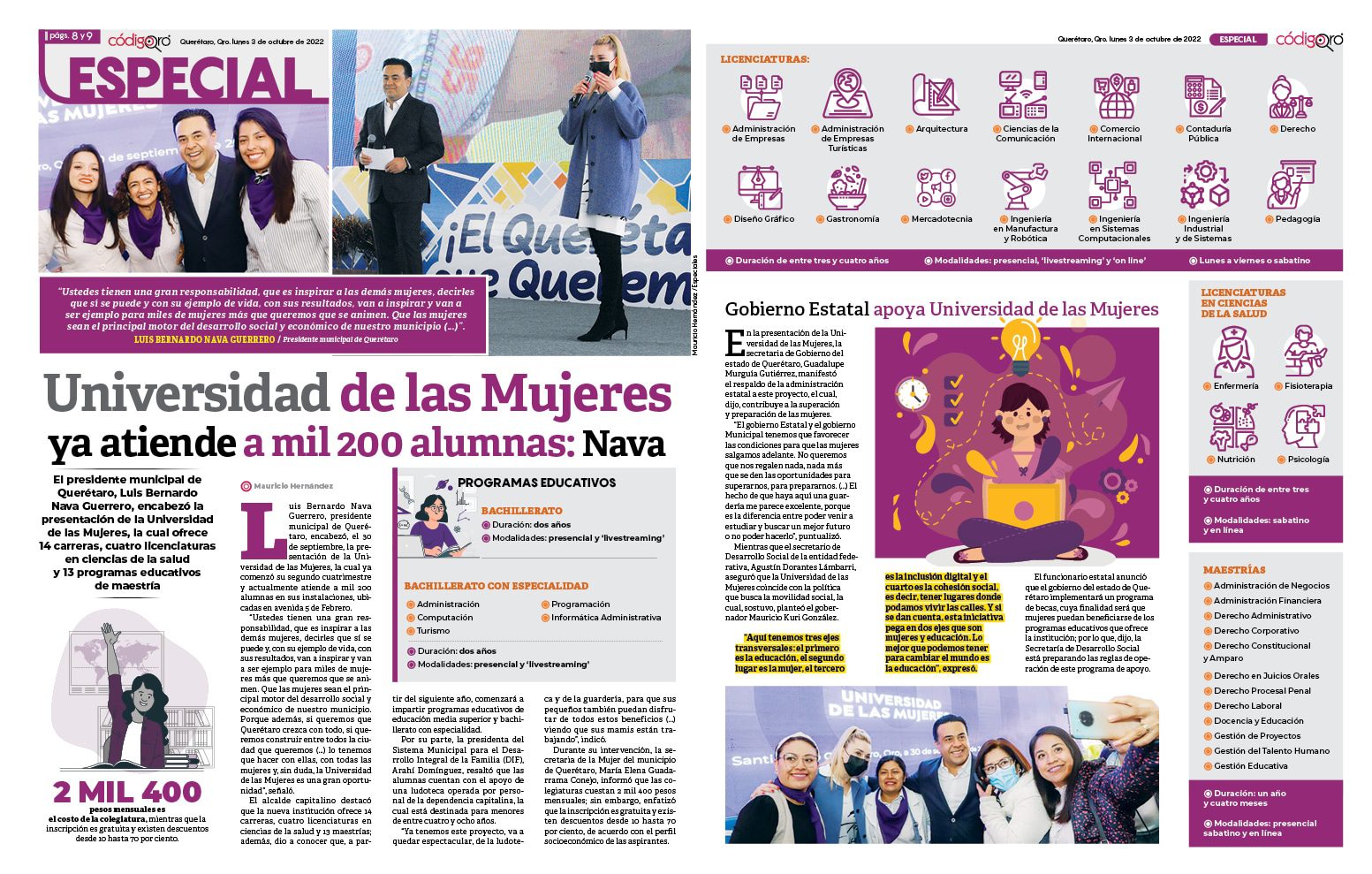 Universidad de las Mujeres ya atiende a mil 200 alumnas: Nava