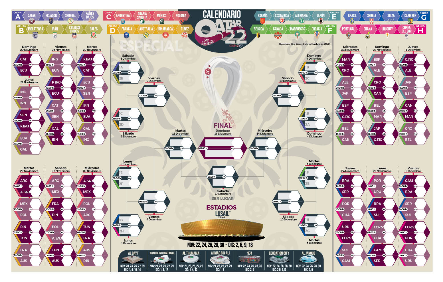 Calendario Qatar 2022