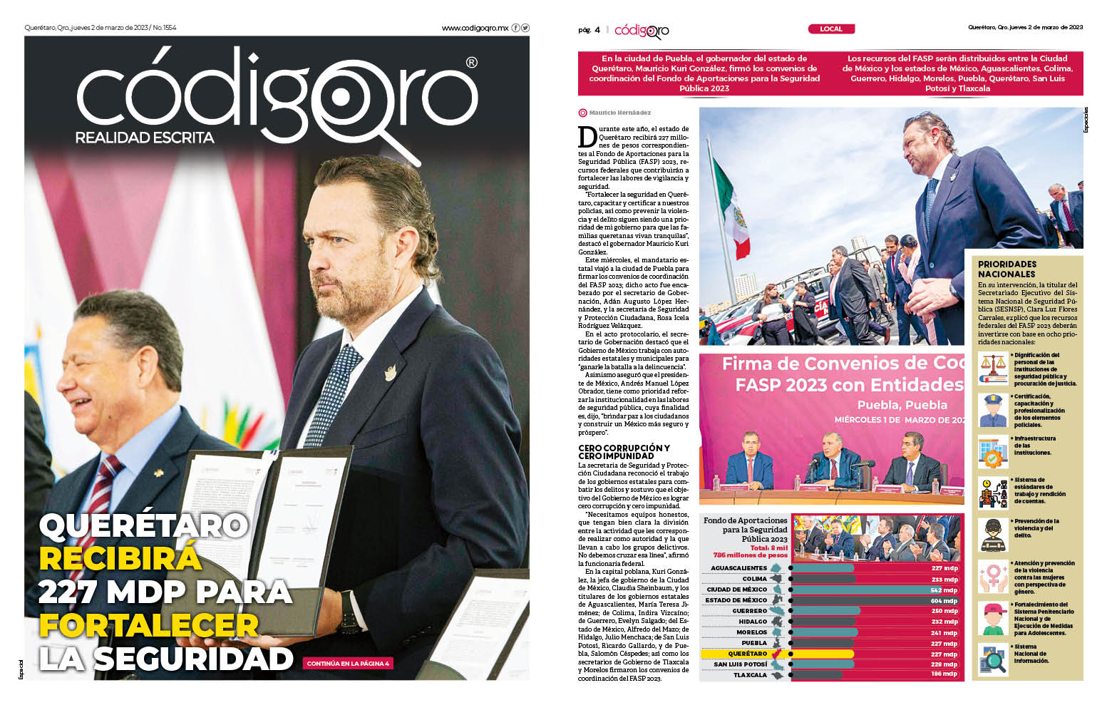 Querétaro recibirá 227 mdp para fortalecer la seguridad