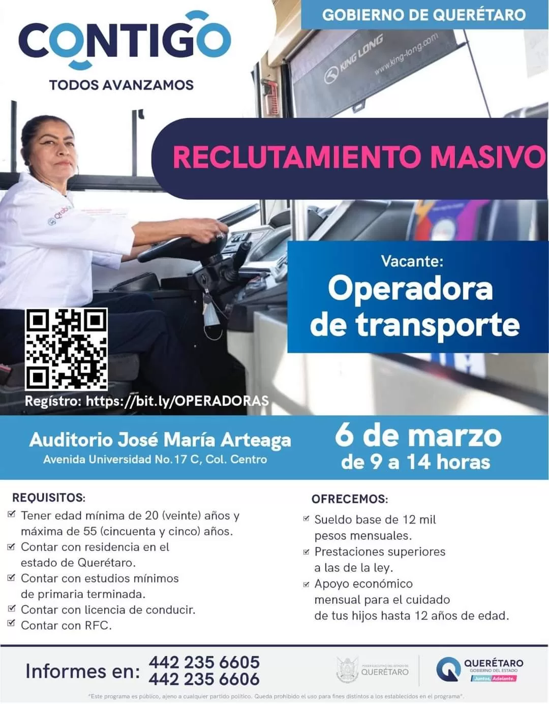 La Secretaría del Trabajo anunció el primer reclutamiento masivo para mujeres operadoras de transporte. Foto: Especial