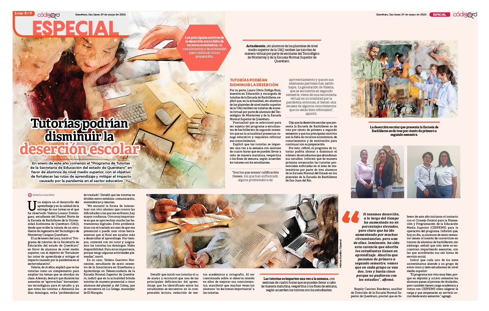 Tutorías podrían disminuir la deserción escolar