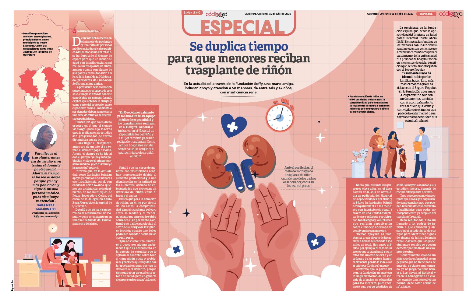 Se duplica tiempo para que menores reciban trasplante de riñón