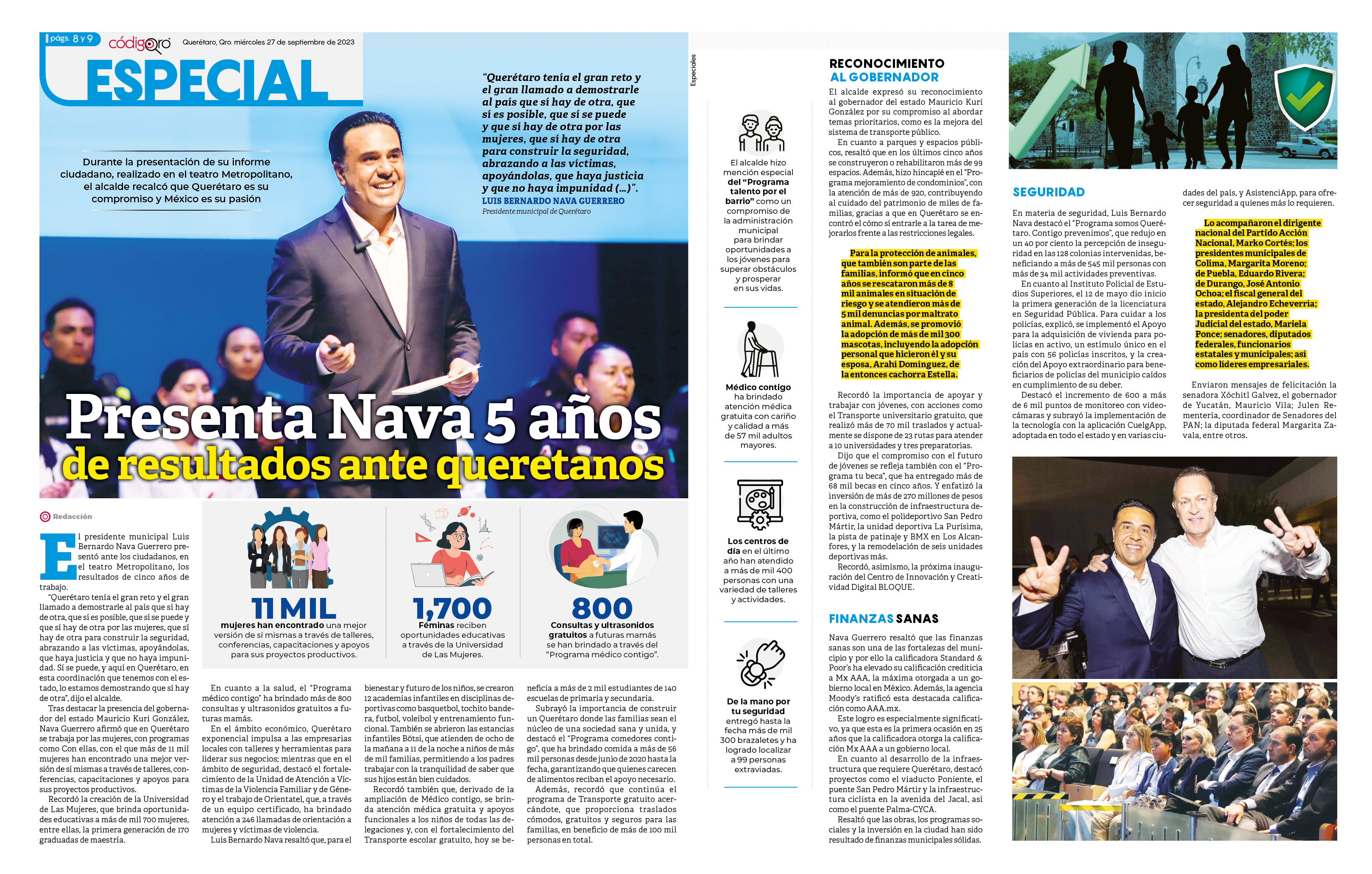 Presenta Nava 5 años de resultados ante queretanos