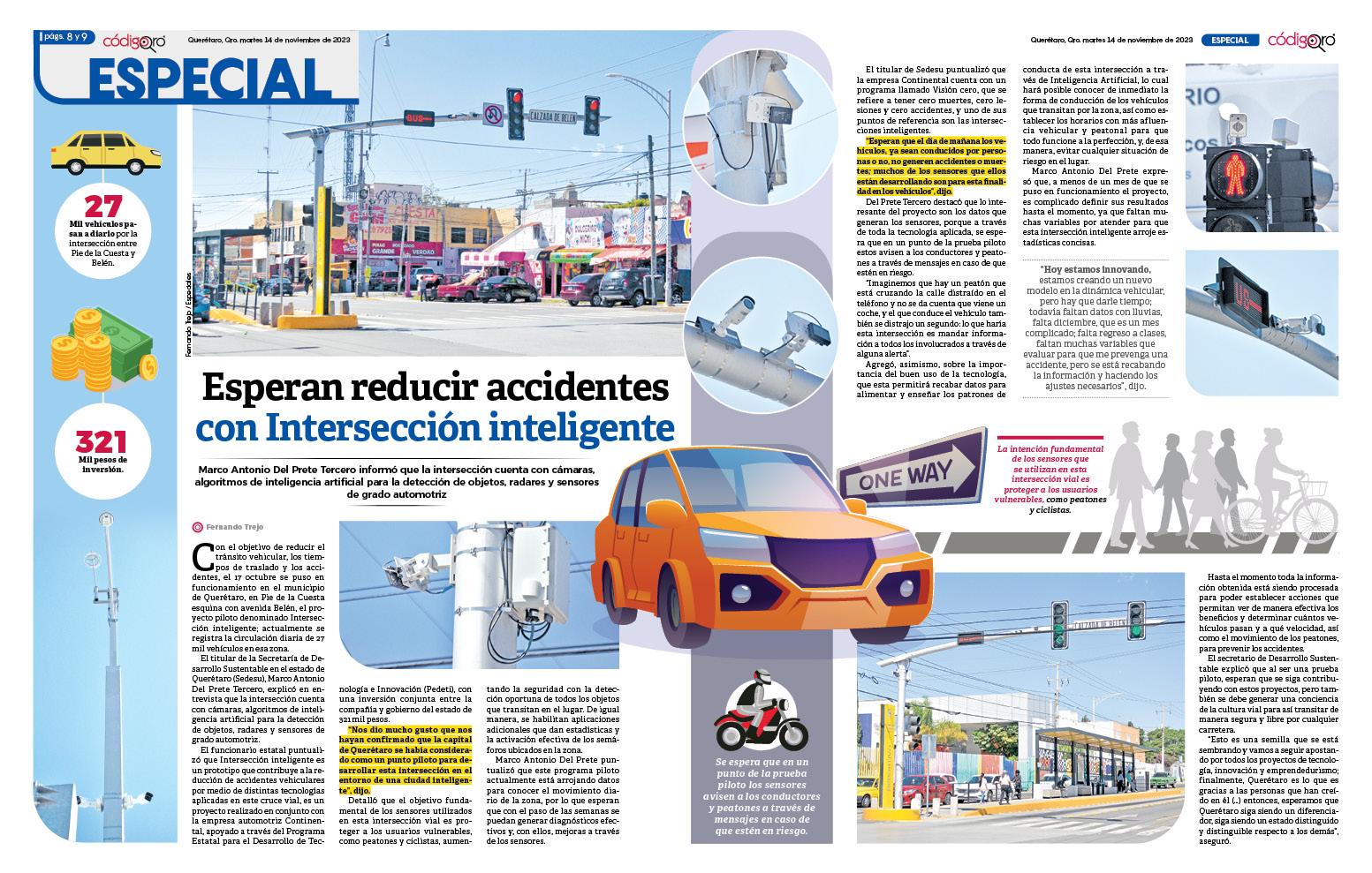Esperan reducir accidentes con Intersección inteligente