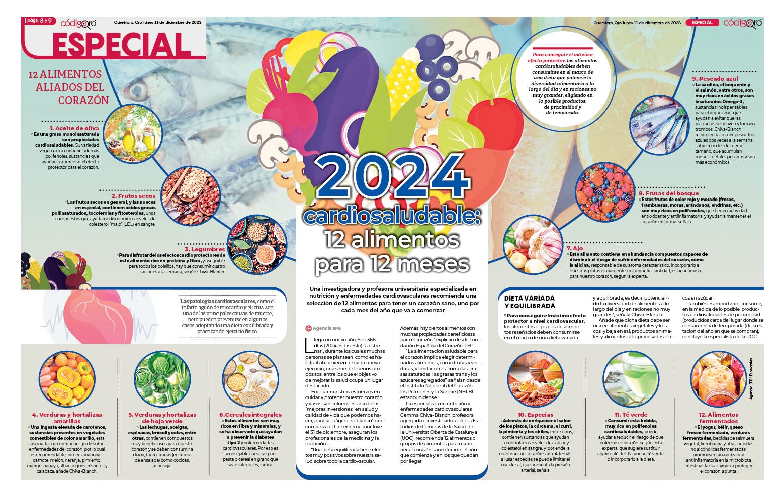 2024 cardiosaludable: 12 alimentos para 12 meses
