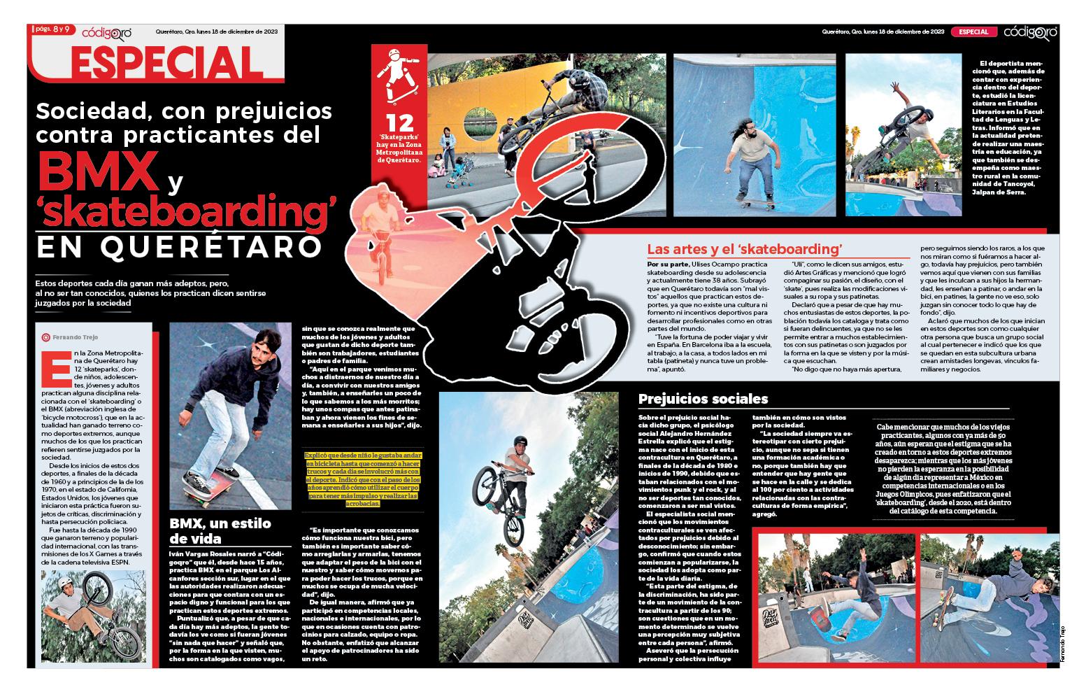 Sociedad, con prejuicios contra practicantes del BMX y ‘skateboarding’ en Querétaro
