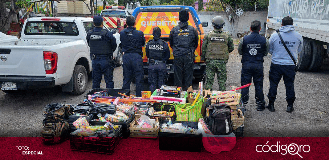 Decomisan mil 835 kilos de pirotecnia en capital queretana