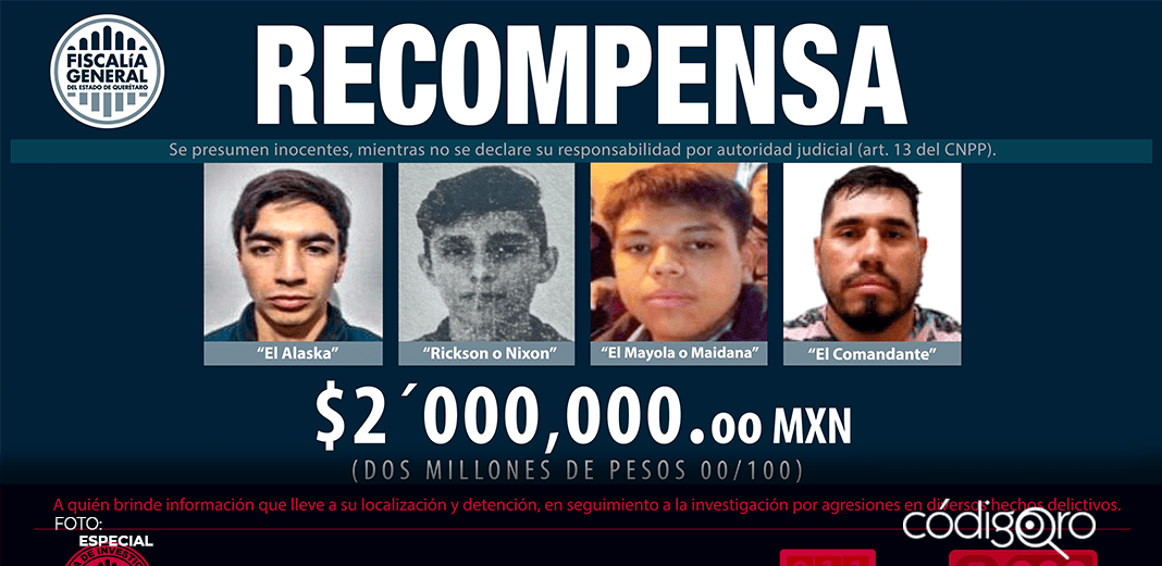 FGE ofrece recompensa de dos mdp para localización de cuatro presuntos responsables