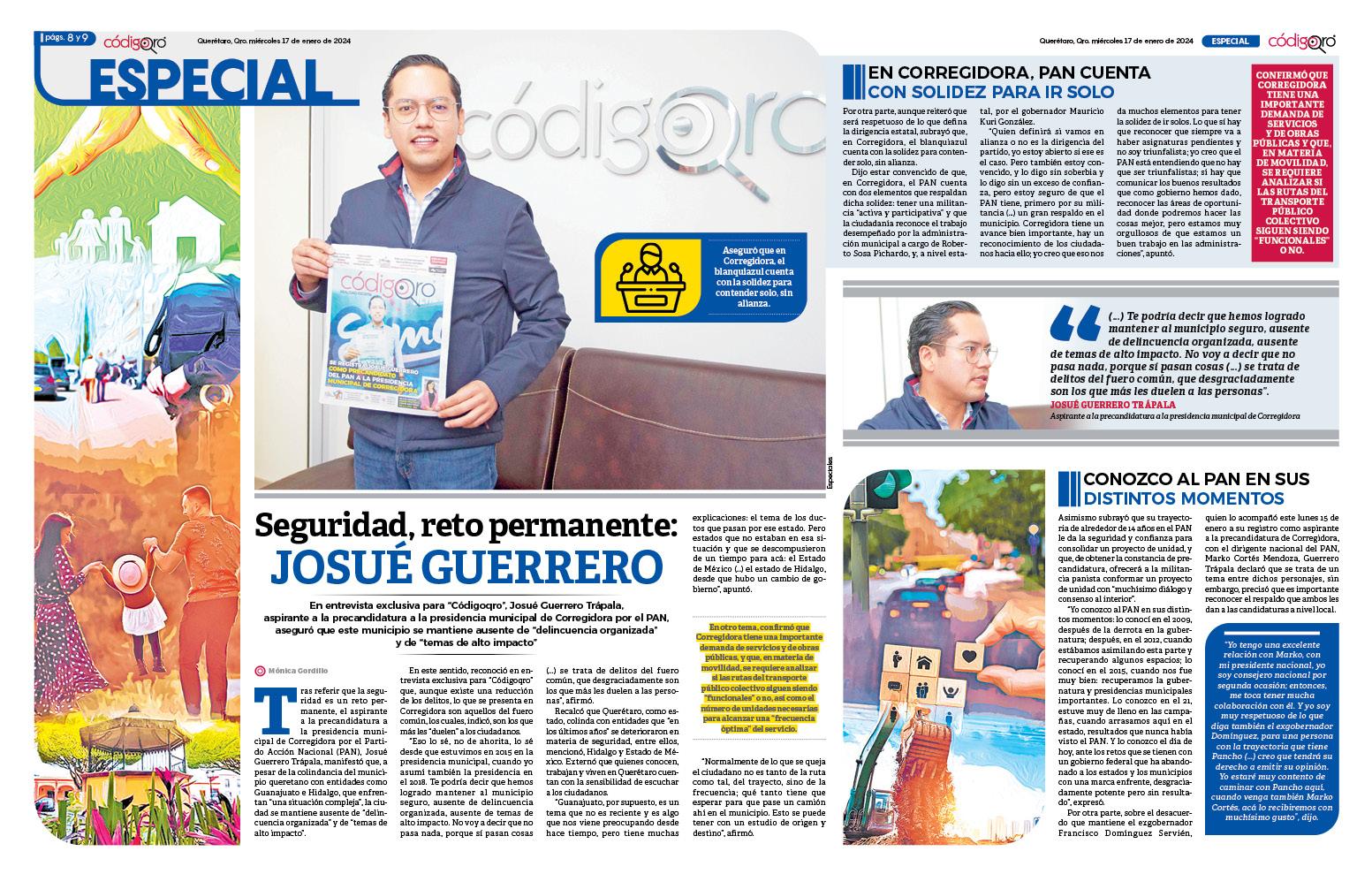 Seguridad, reto permanente: Josué Guerrero
