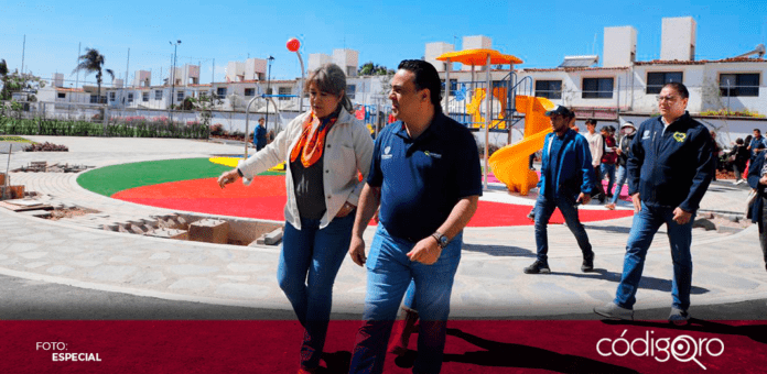 El presidente municipal de Querétaro, Luis Bernardo Nava Guerrero, supervisó las obras del parque Los Portones. Foto: Especial