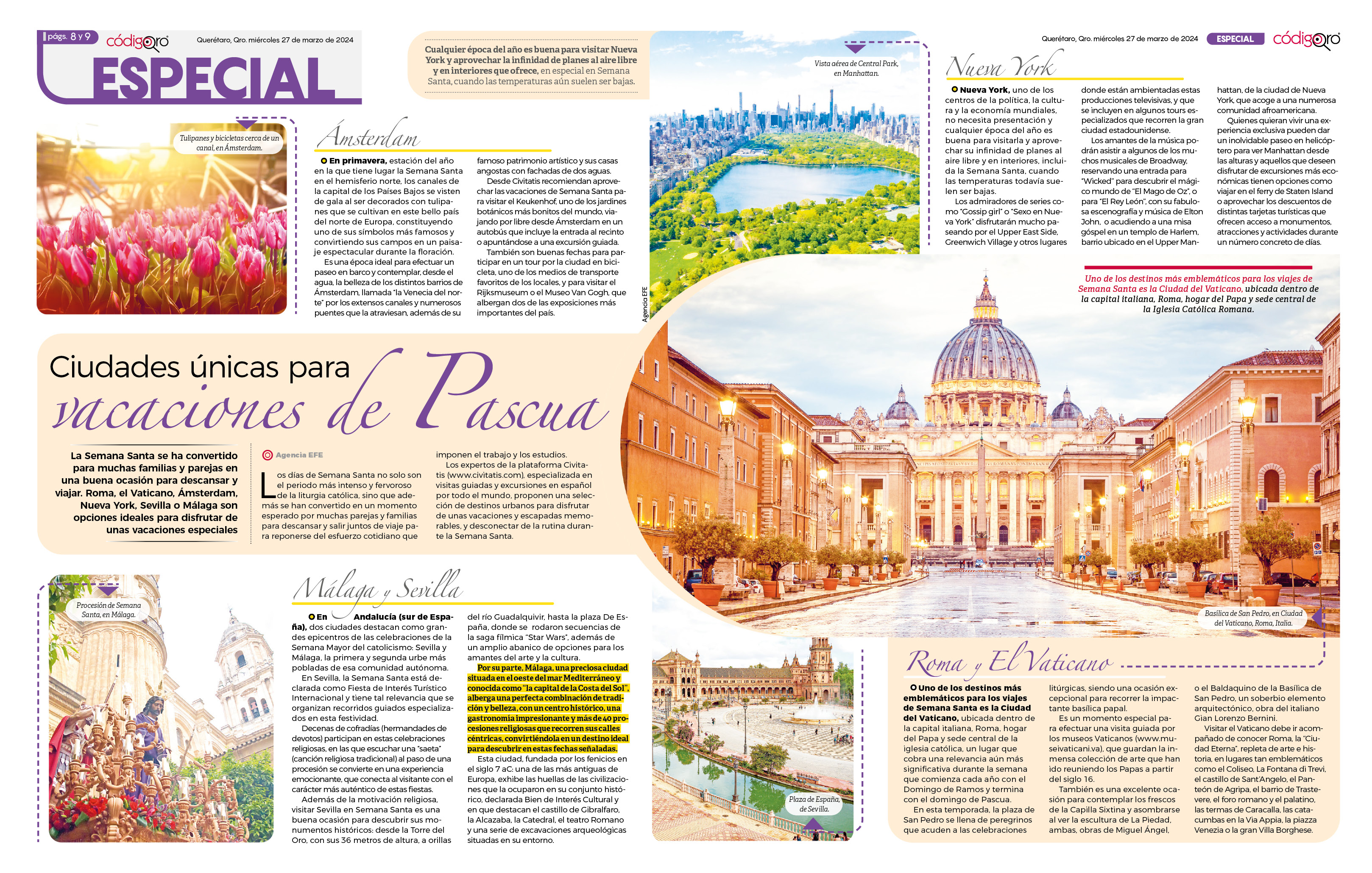 Ciudades únicas para vacaciones de Pascua