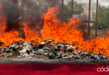 La FGR incineró más de 50 kilogramos de drogas aseguradas en el estado de Querétaro. Foto: Especial