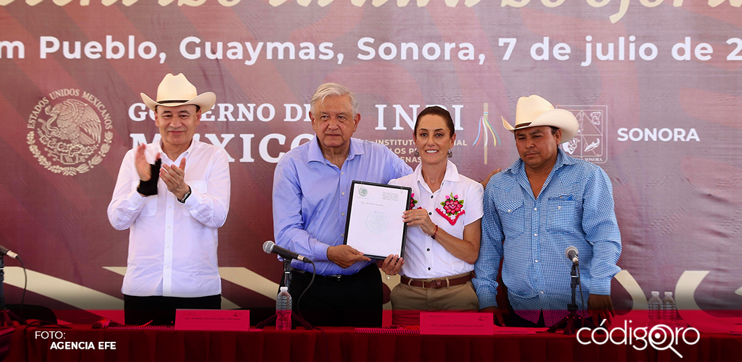 AMLO y Sheinbaum inauguran distrito de riego operado por indígenas