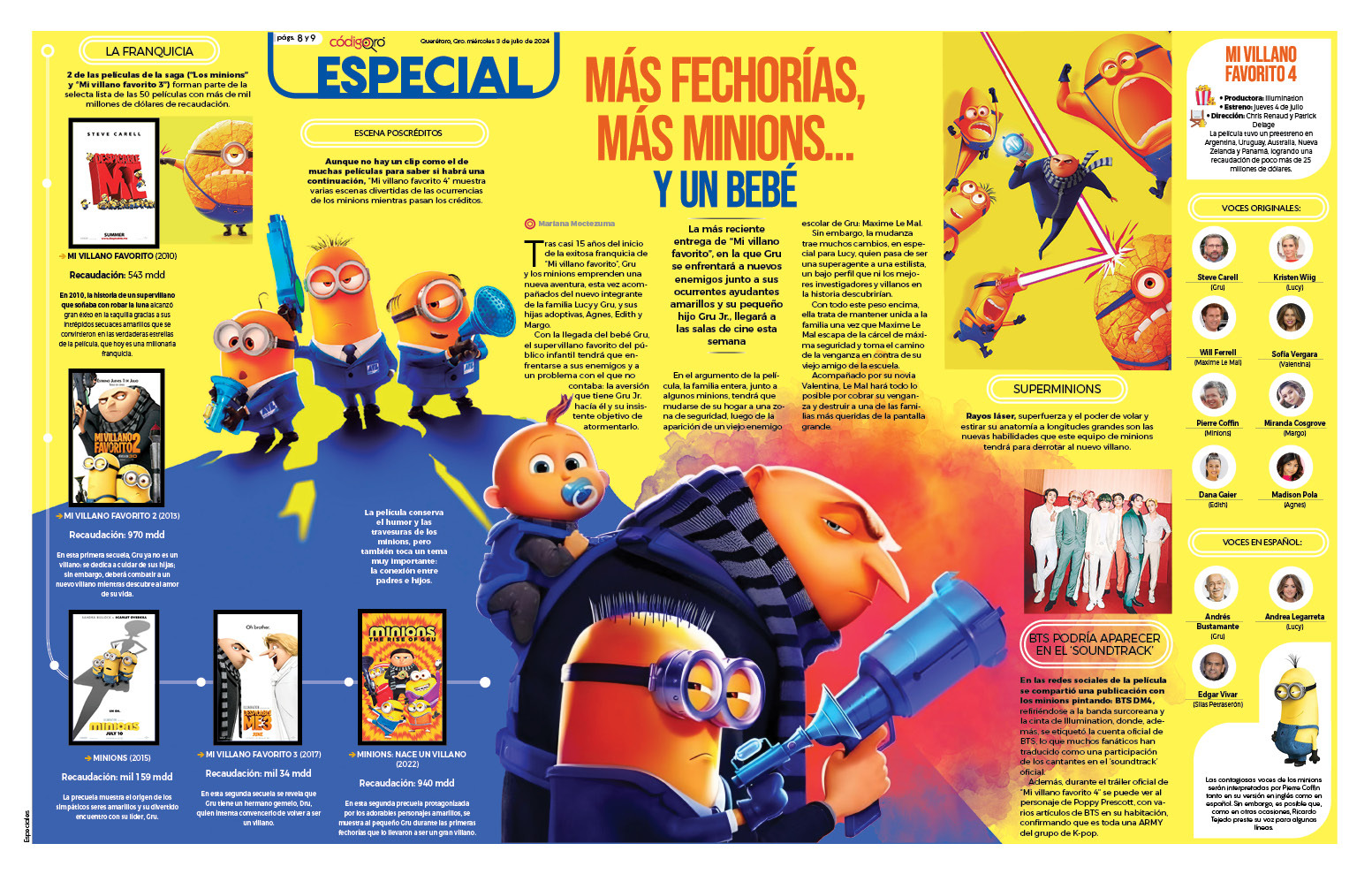 Más fechorías, más minions… y un bebé